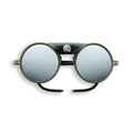 Frame and lens detail of IZIPIZI Glacier Sunglasses in Kaki Green