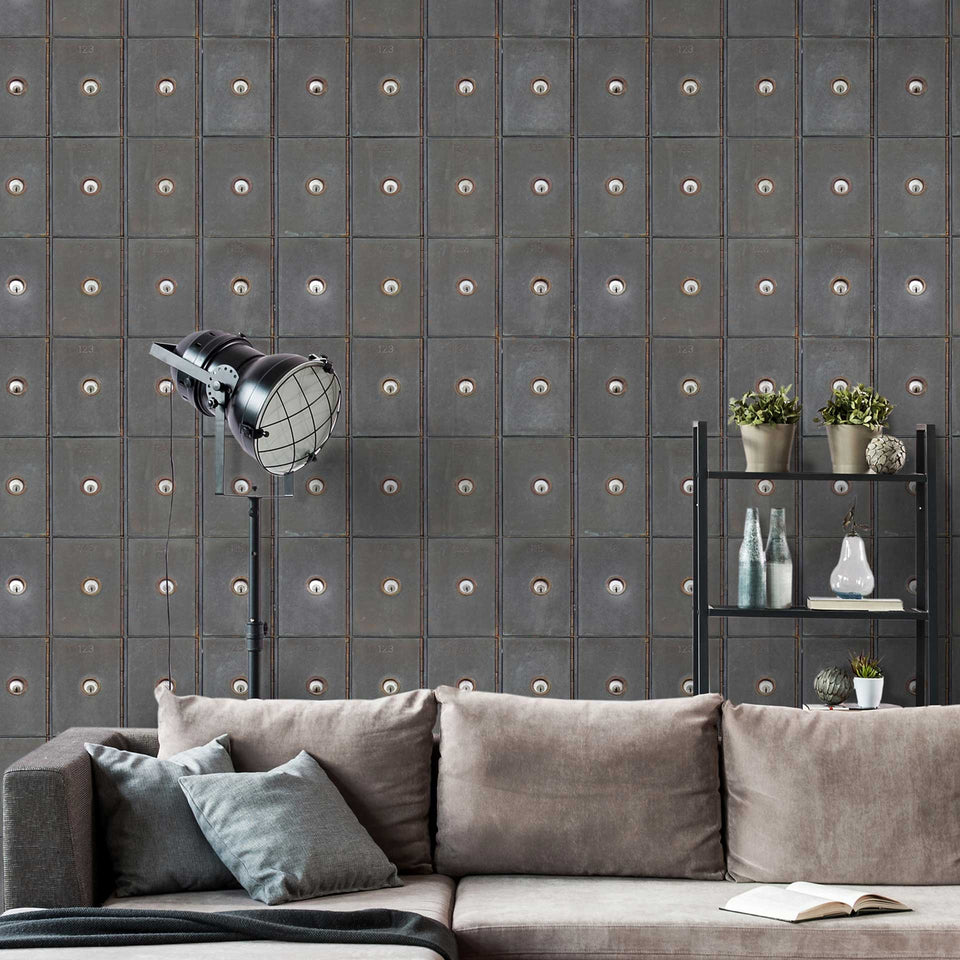 Industrial Metal Cabinets Wallpaper by MINDTHEGAP