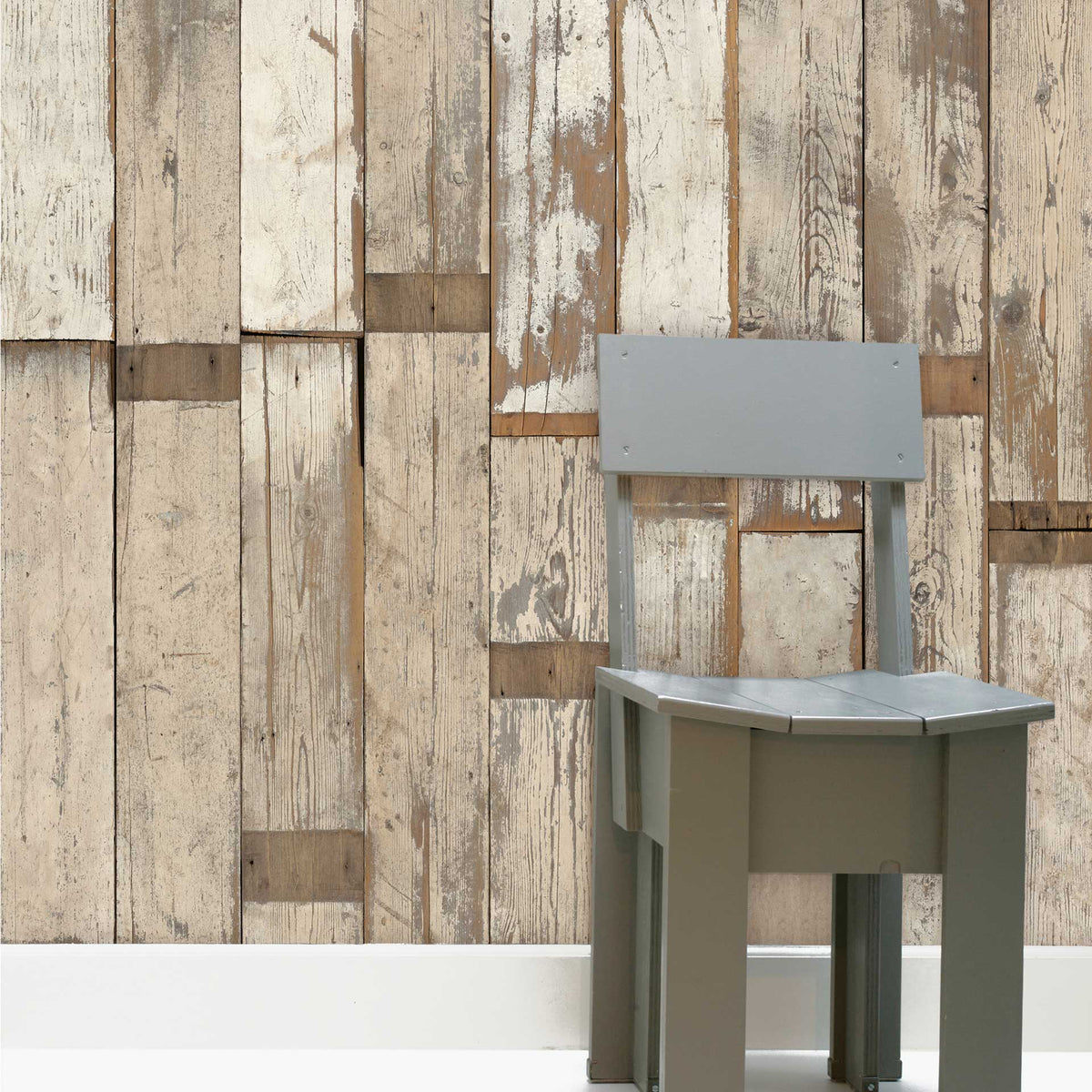 White PHE-02 Scrapwood Wallpaper by Piet Hein Eek + NLXL - Vertigo Home