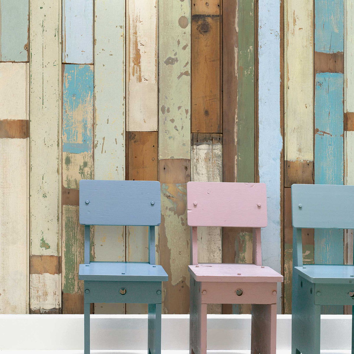 White & Blue PHE-03 Scrapwood Wallpaper by Piet Hein Eek + NLXL - Vertigo Home