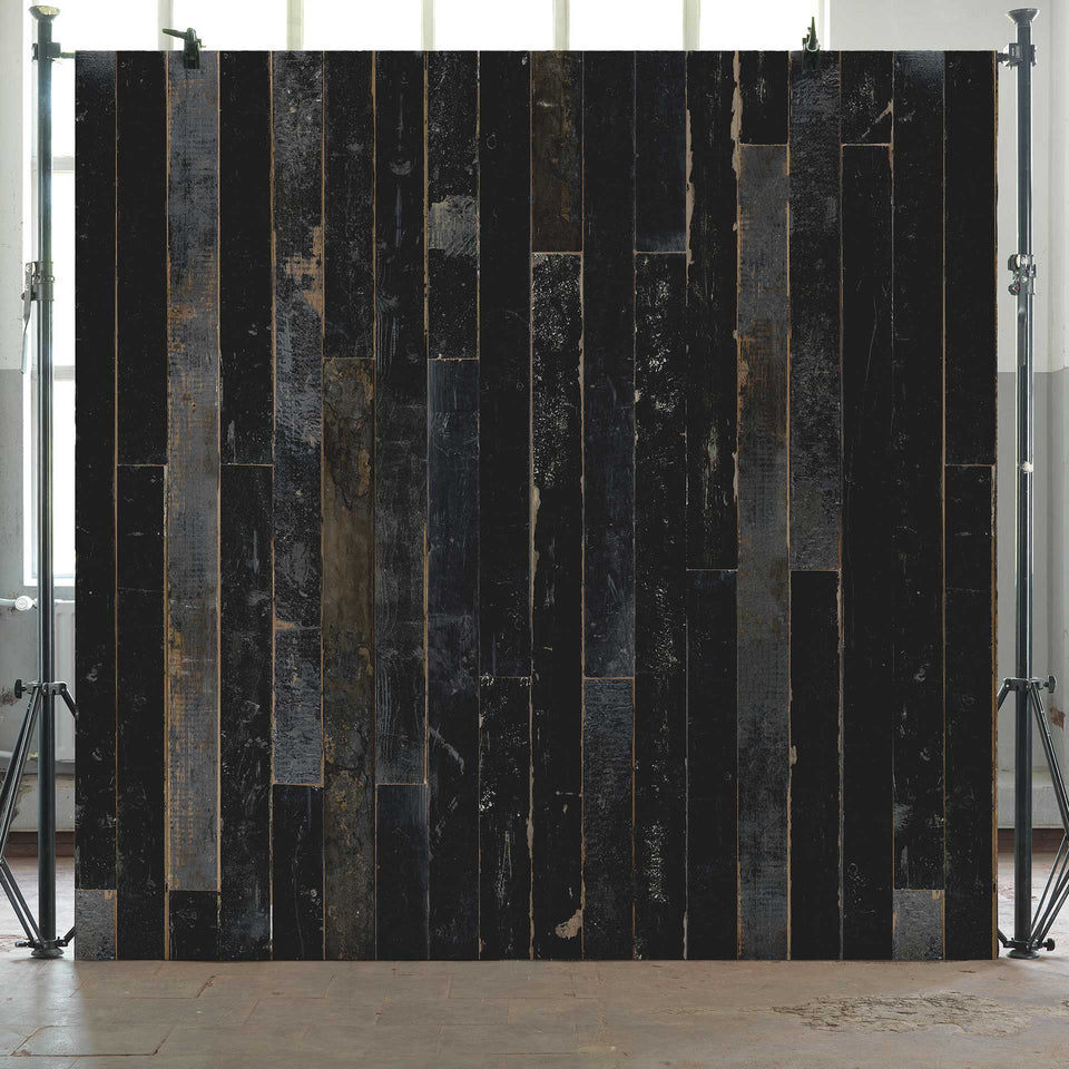 Black PHE-05 Scrapwood Wallpaper by Piet Hein Eek + NLXL