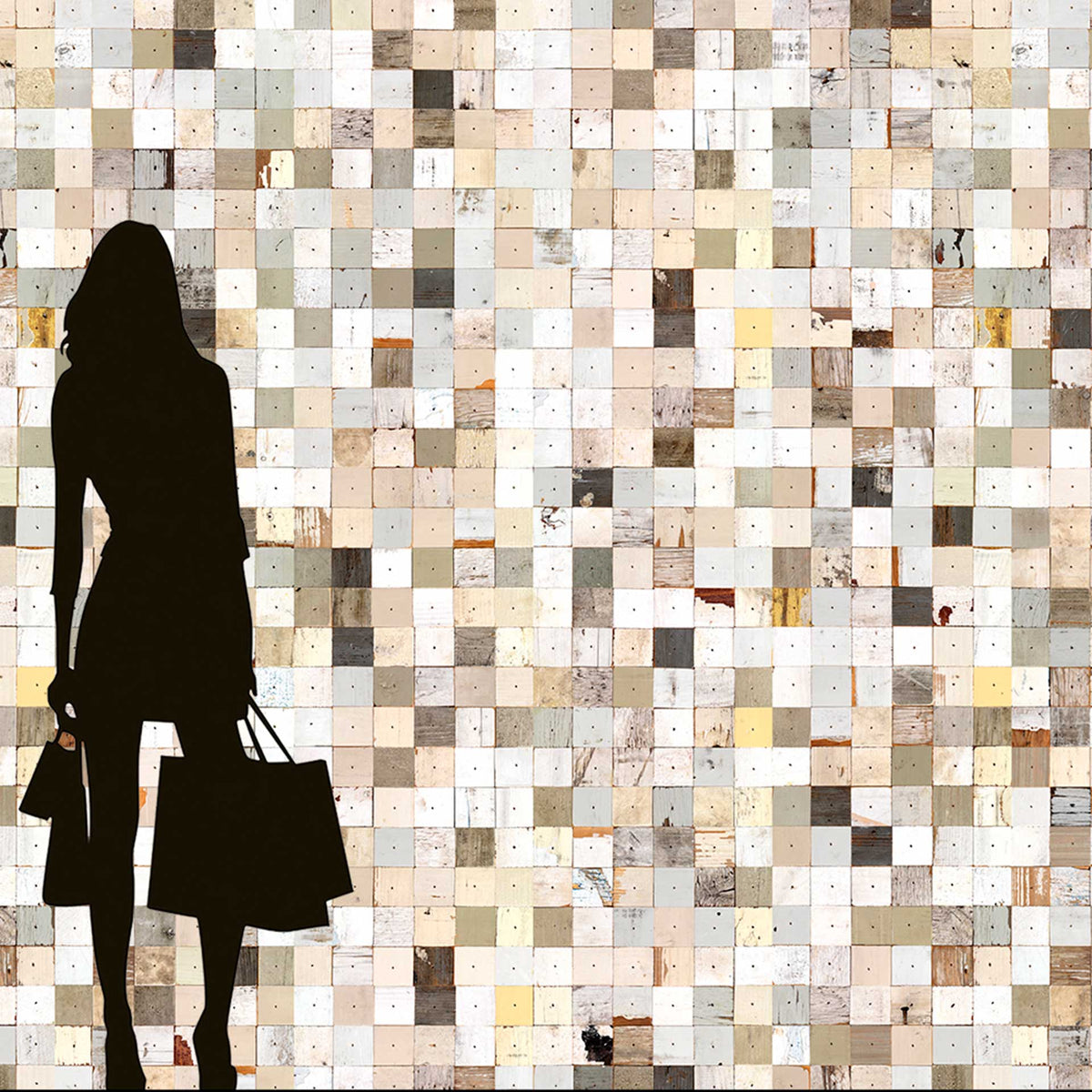 Mosaic Squares PHE-16 Scrapwood 2 Wallpaper by Piet Hein Eek + NLXL