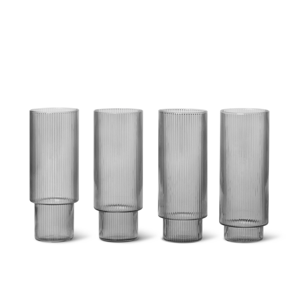 Ripple Long Drink Glasses - Set of 4 by Ferm Living