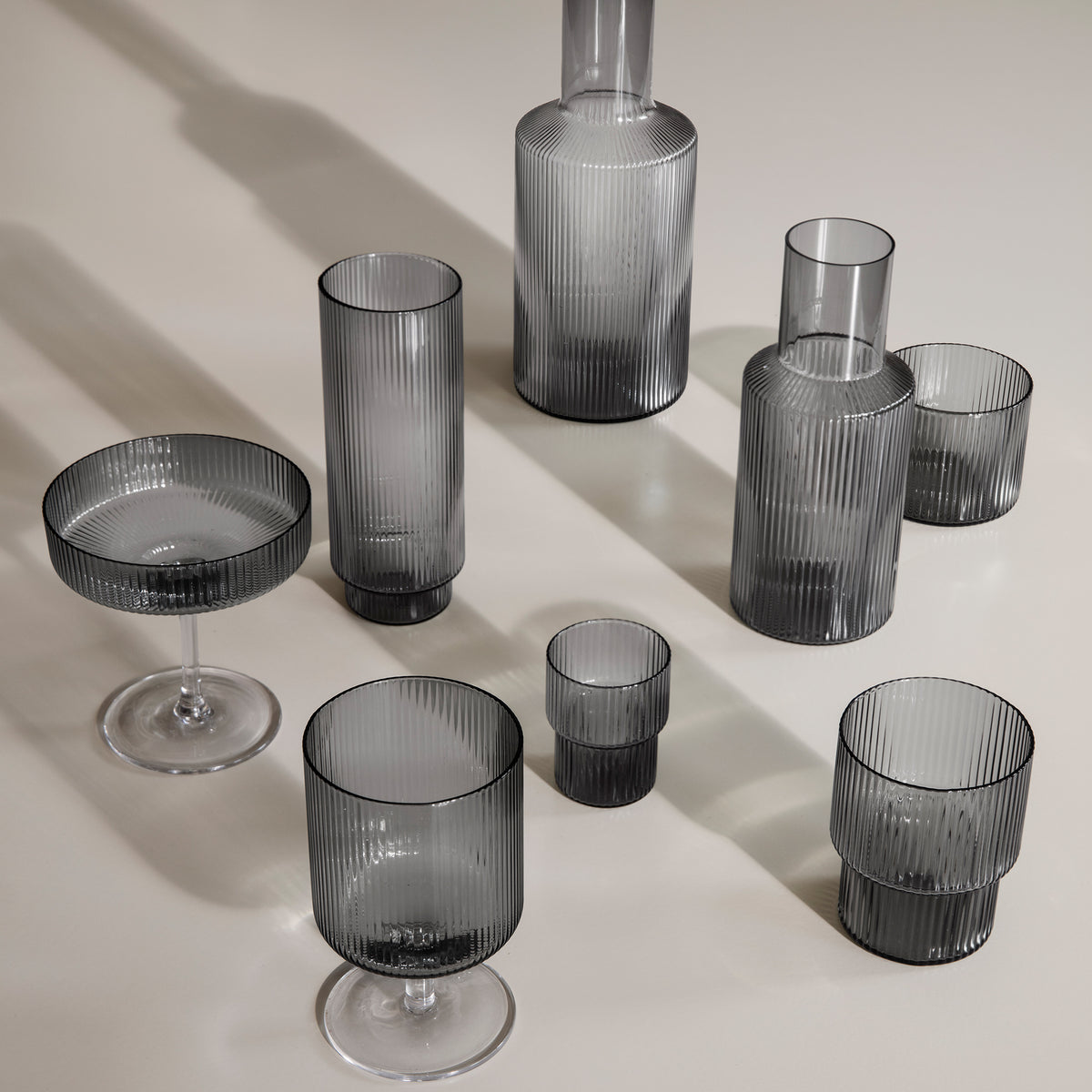 Ripple Long Drink Glasses - Set of 4 by Ferm Living