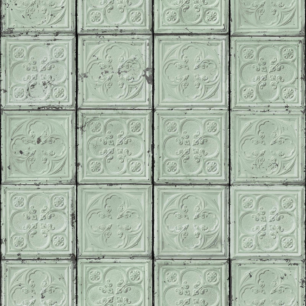 Green TIN-05 Brooklyn Tins Wallpaper by Merci + NLXL - Vertigo Home