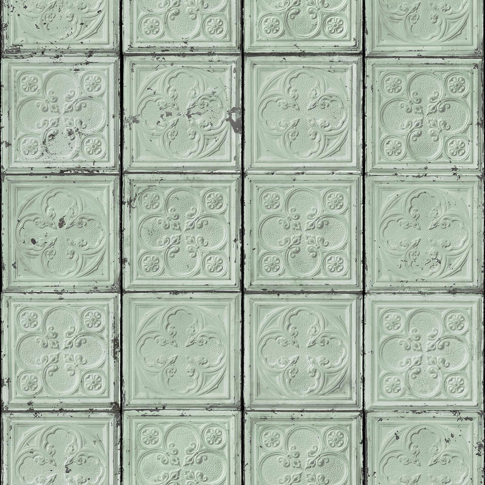Green TIN-05 Brooklyn Tins Wallpaper by Merci + NLXL