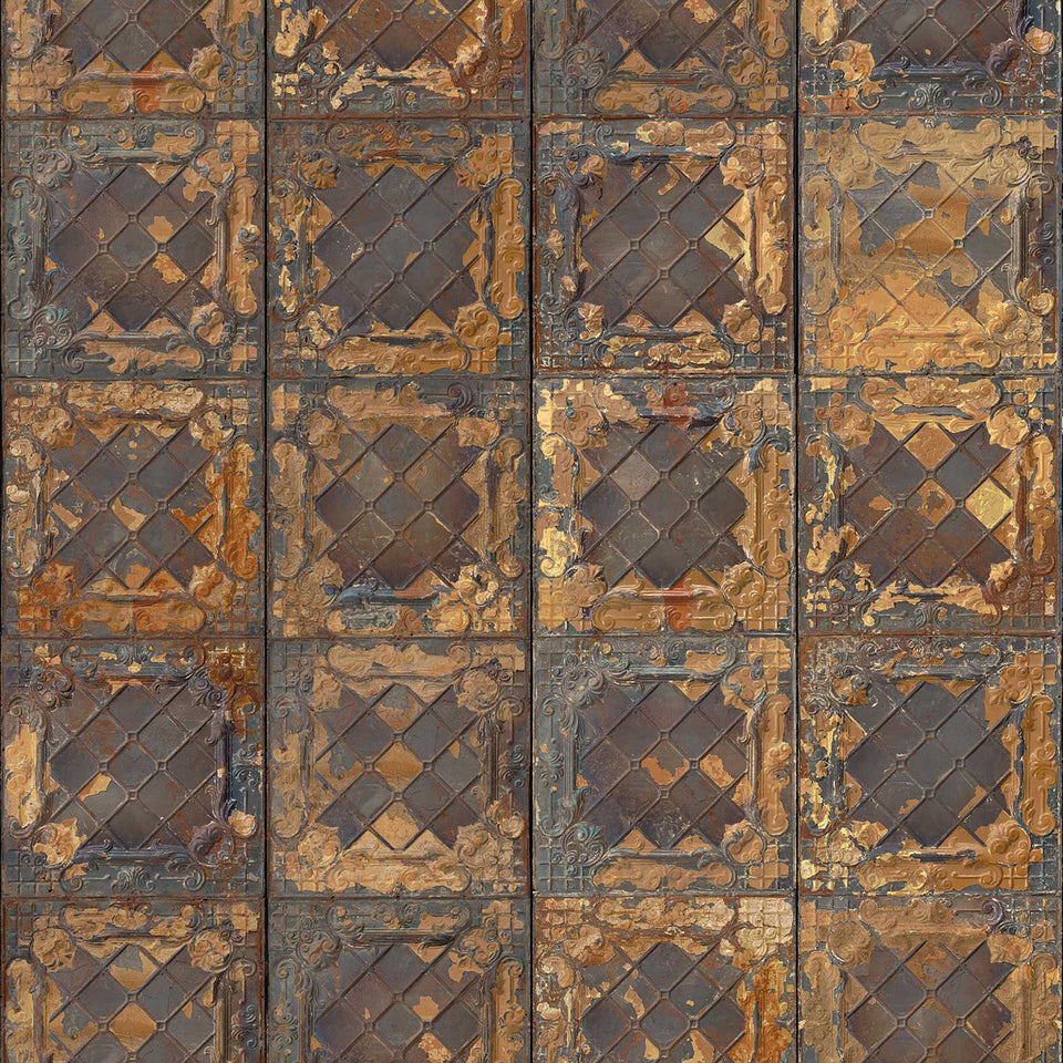 Metallic Brown TIN-08 Brooklyn Tins Wallpaper by Merci + NLXL