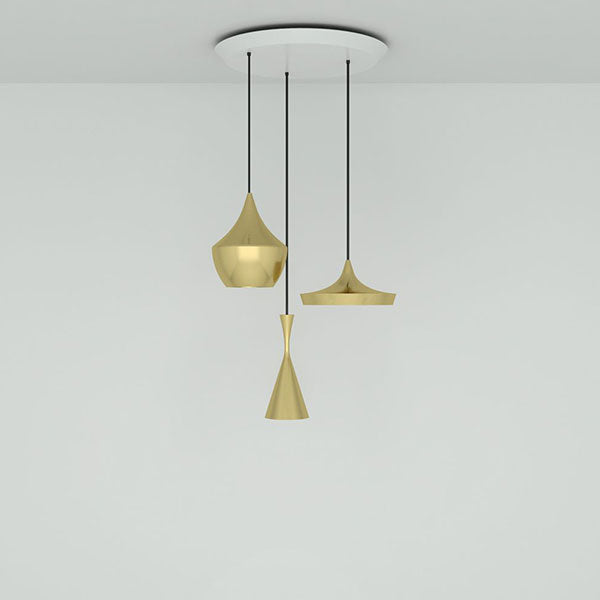 Beat Trio-Round Pendant System - Brushed Brass by Tom Dixon