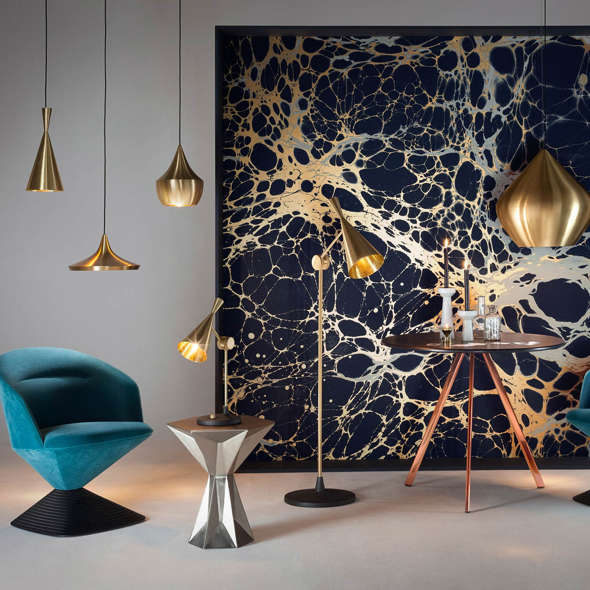 Beat Wide Pendant - Brushed Brass by Tom Dixon
