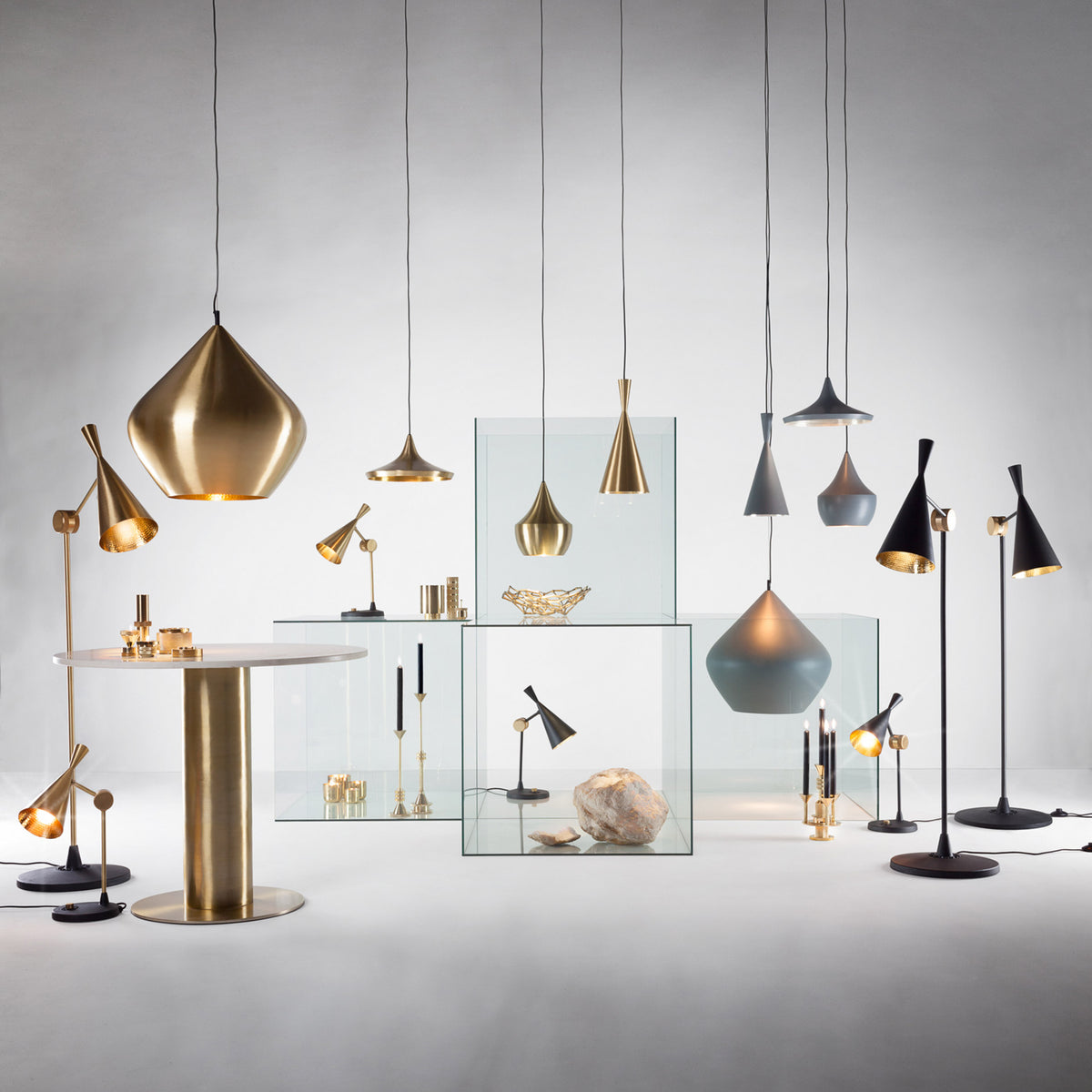 Beat Wide Pendant - Brushed Brass by Tom Dixon