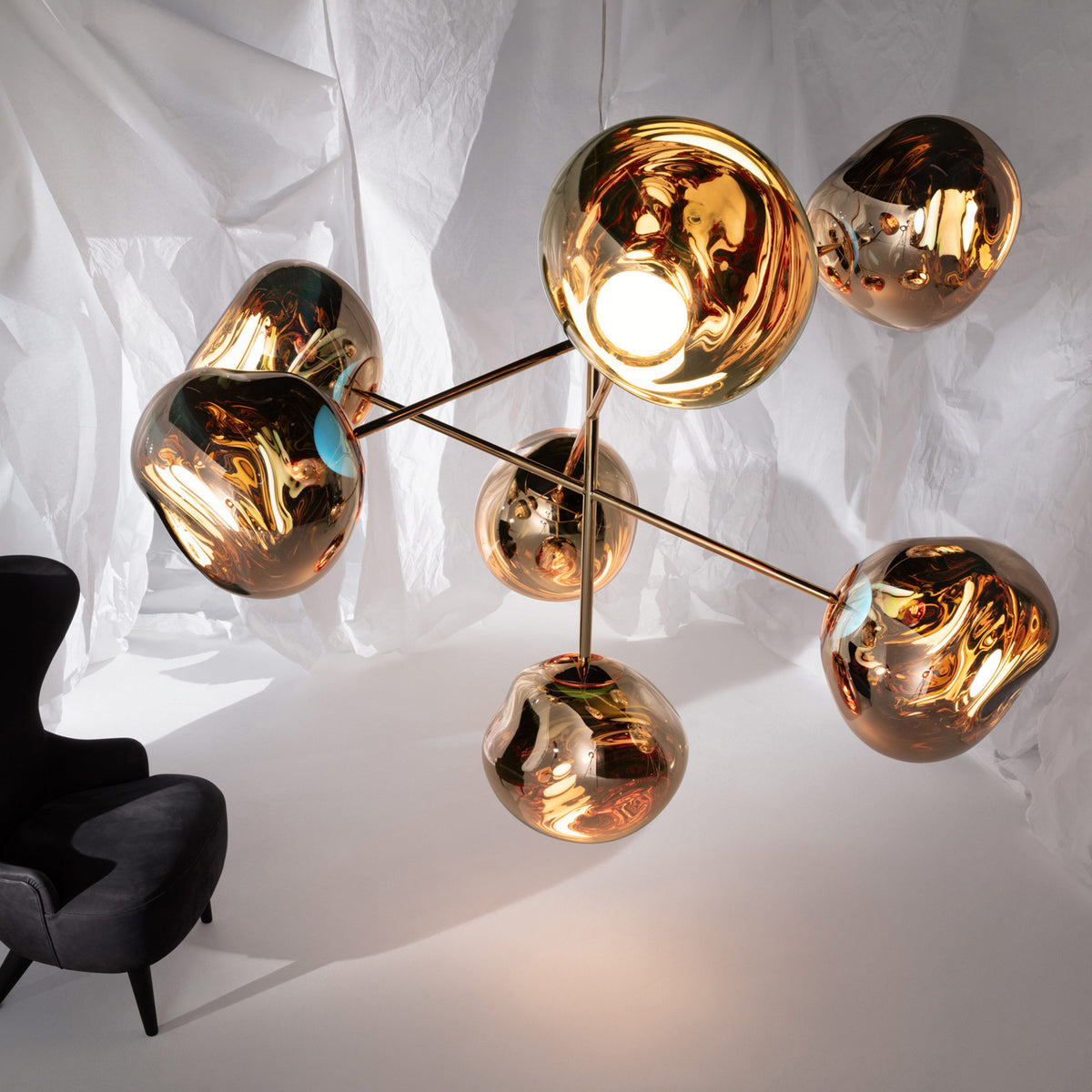 Melt Large Chandelier Smoke Pendant by Tom Dixon