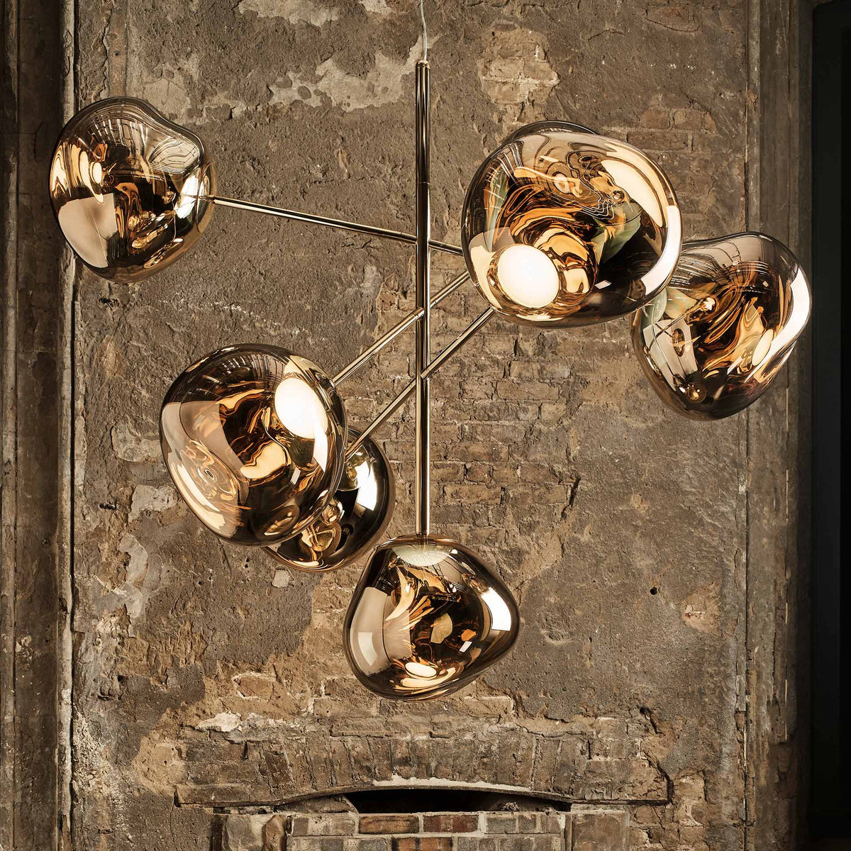 Melt Large Chandelier Gold Pendant by Tom Dixon