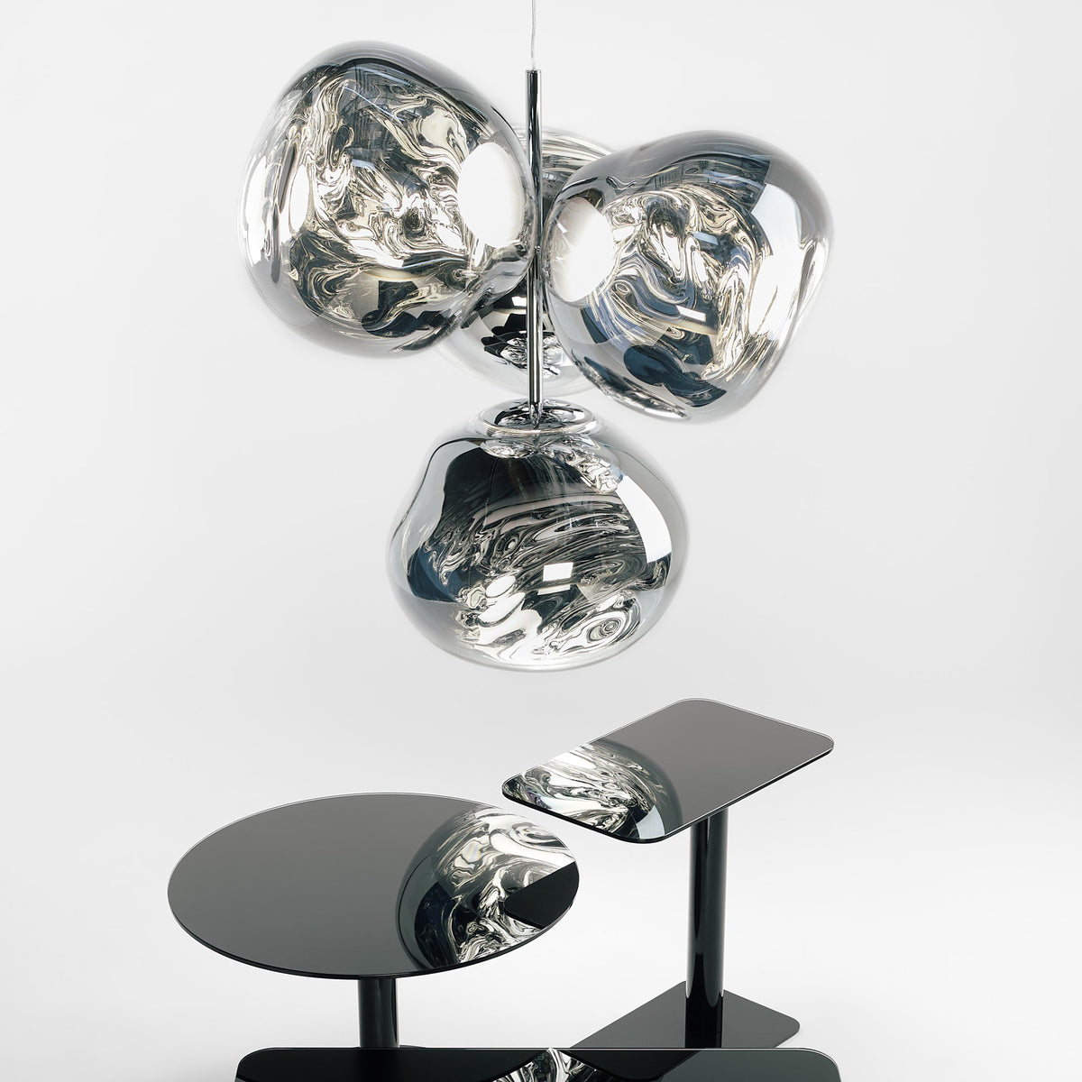 Melt Small Chandelier Chrome Pendant by Tom Dixon