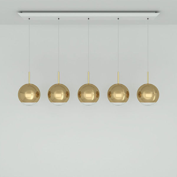 Mirror Ball Gold 25cm Linear Pendant System by Tom Dixon