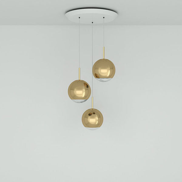Mirror Ball Gold 40cm Round Pendant System by Tom Dixon