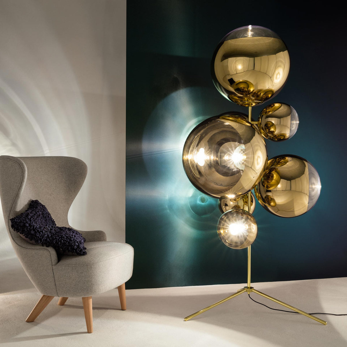 Mirror Ball Floor Chandelier - Gold by Tom Dixon