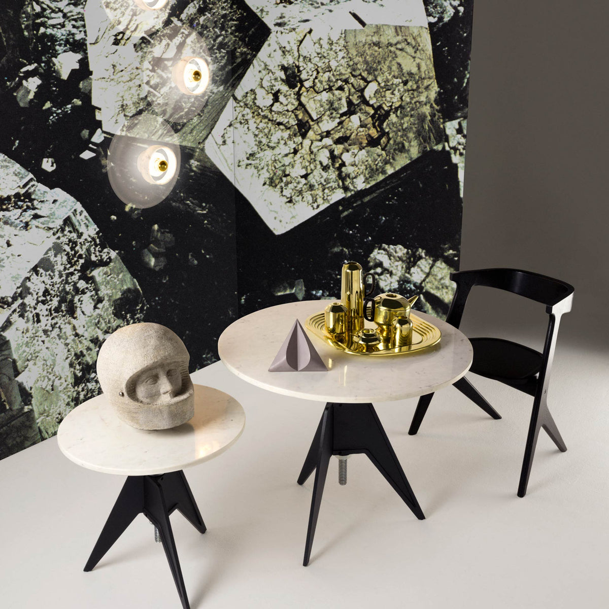 Screw Cafe Table - White Marble Top by Tom Dixon
