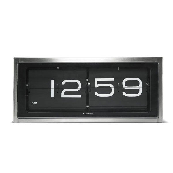 Stainless Steel - Black 24hr Brick Wall / Desk Clock by Leff Amsterdam - Vertigo Home