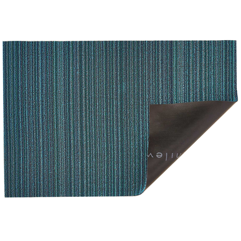 Turquoise Skinny Stripe Shag Mat by Chilewich