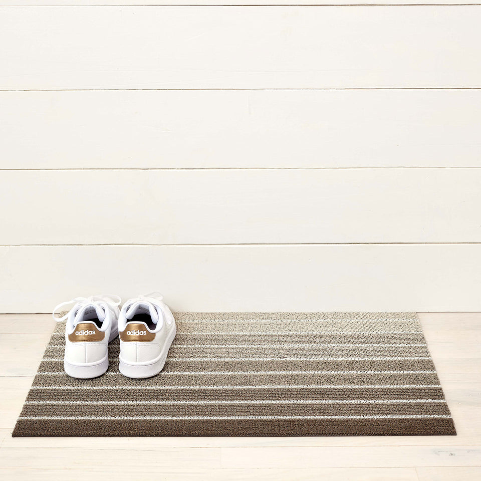 Taupe Block Stripe Shag Mat by Chilewich