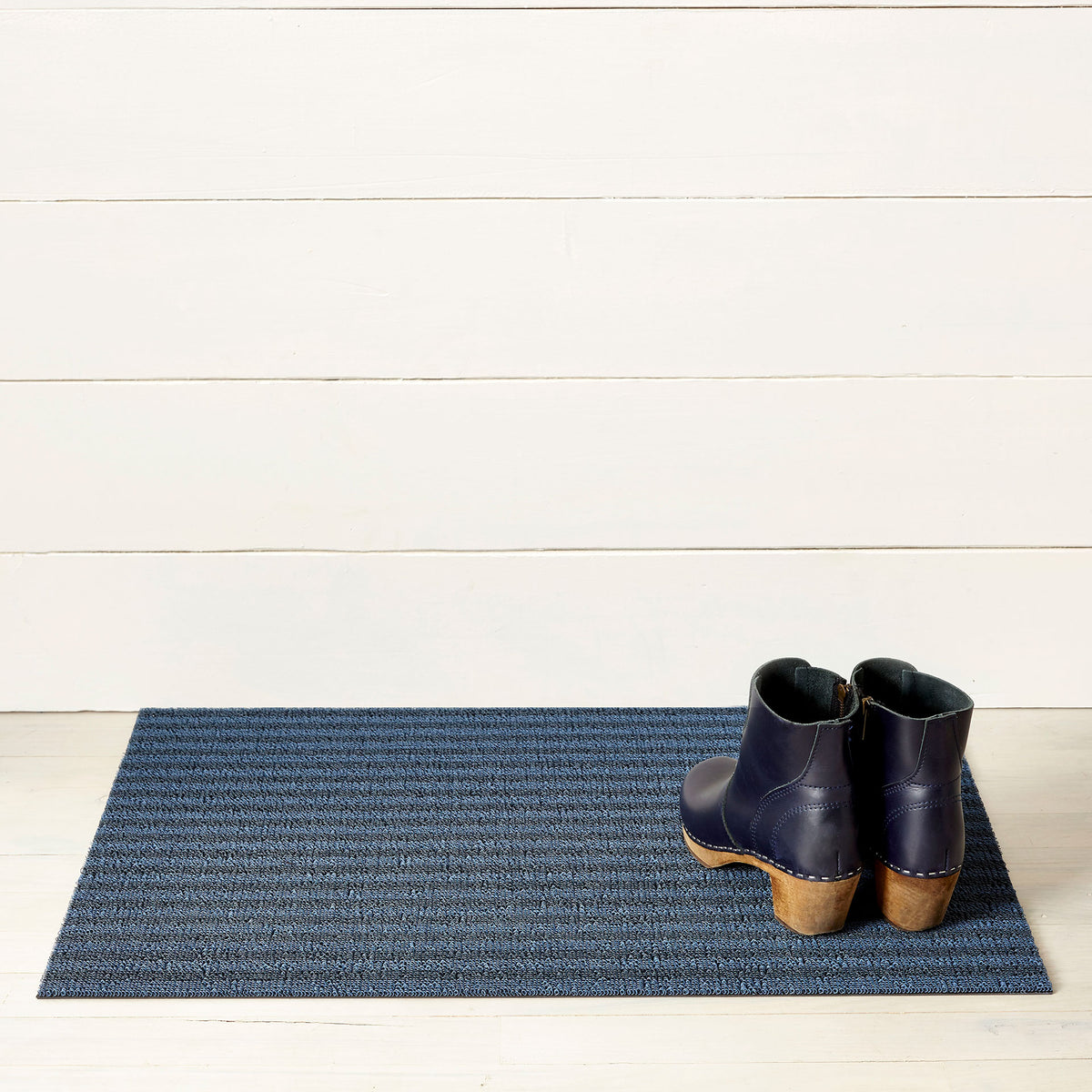 Blueberry Breton Stripe Shag Mat by Chilewich