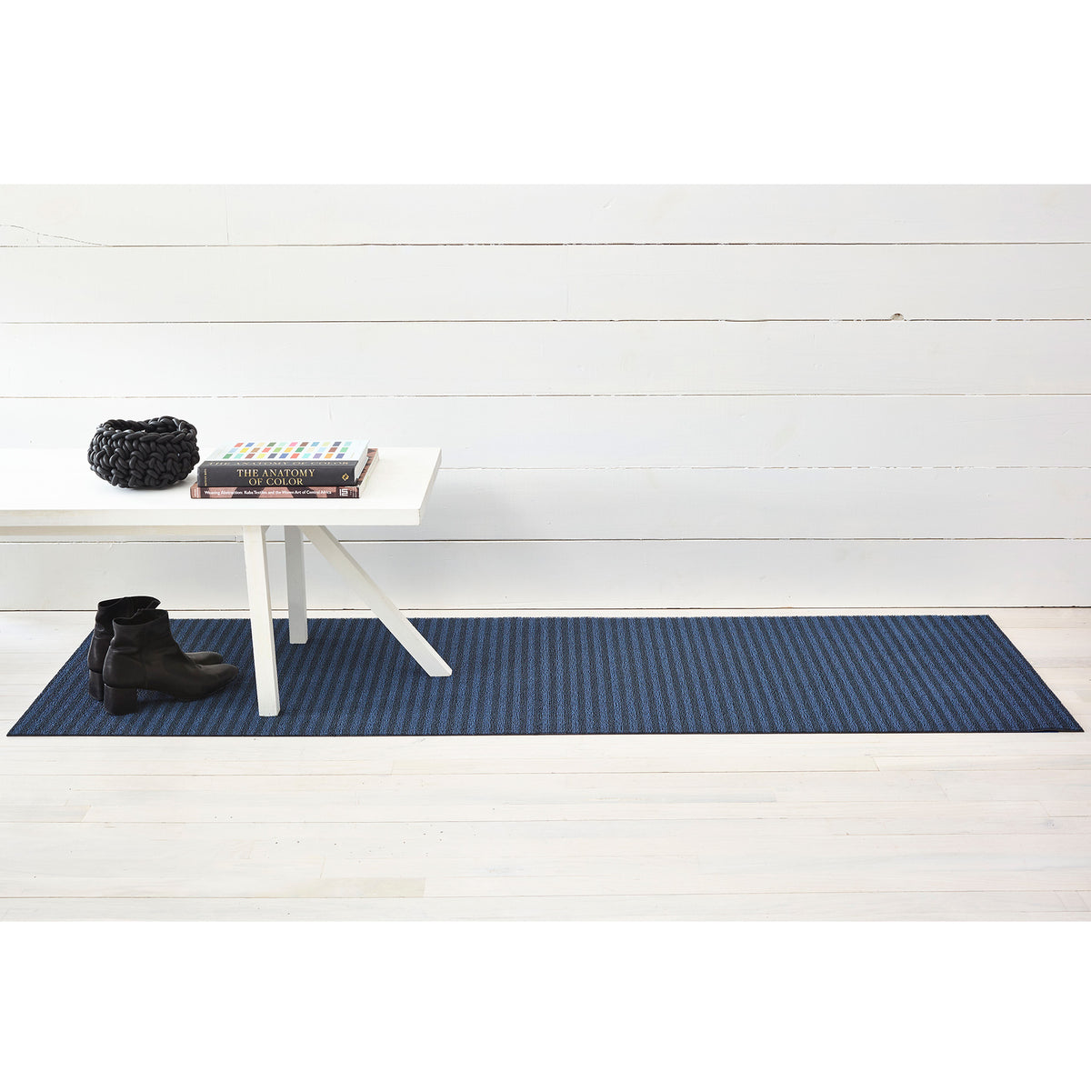 Blueberry Breton Stripe Shag Mat by Chilewich