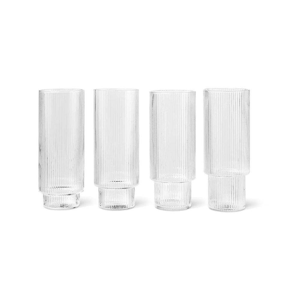 Ripple Long Drink Glasses - Set of 4 by Ferm Living