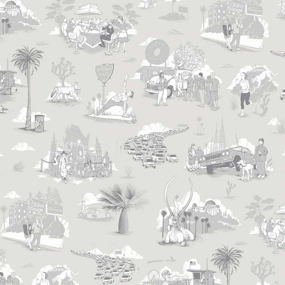 Los Angeles Toile Removable Wallpaper by Flavor Paper
