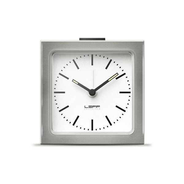 Steel White Index Block Alarm Clock by Leff Amsterdam