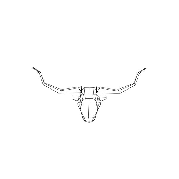 Bend Long Horn Geometric Animal Trophy Head - Vertigo Home