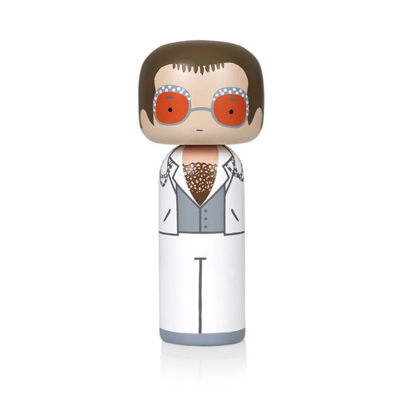 Elton in White Wooden Kokeshi Doll by Sketch.inc for lucie kaas