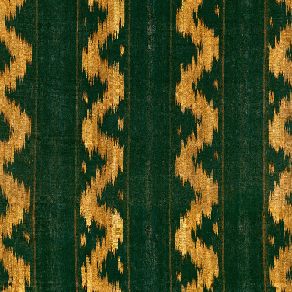 Vintage Ikat green and gold wallpaper